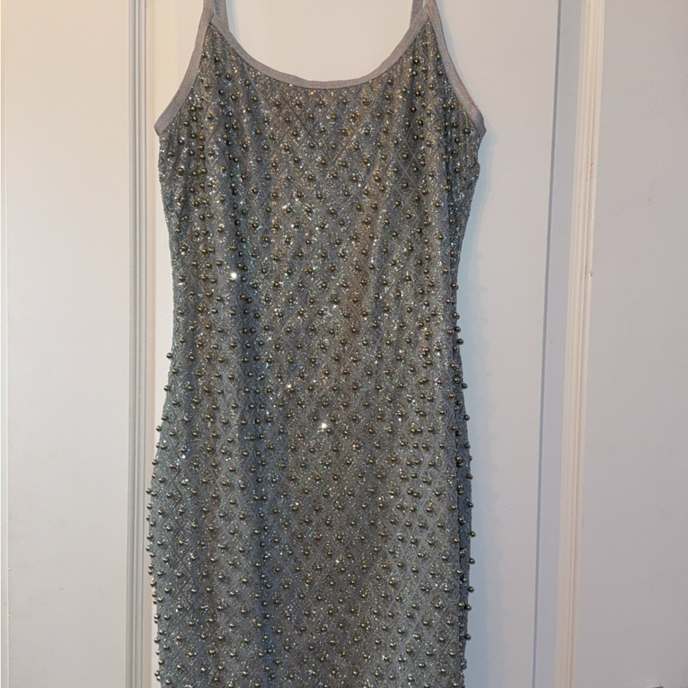 Lascana Silver Embellished Mini Dress